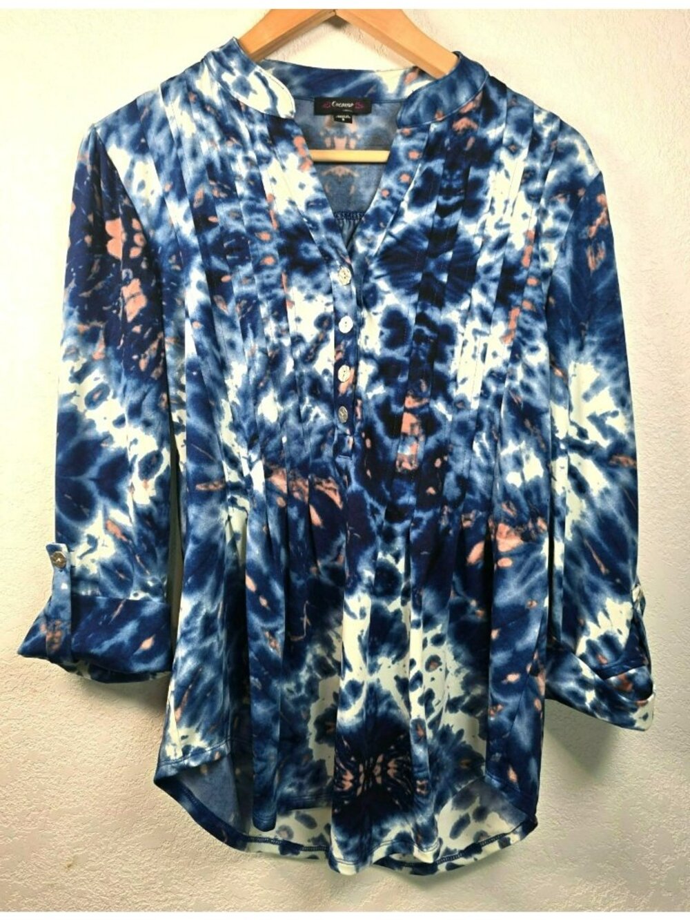 Cocomo Boho Abstract Whimsical Art to Wear Elevated Basics Blouse Womens Small